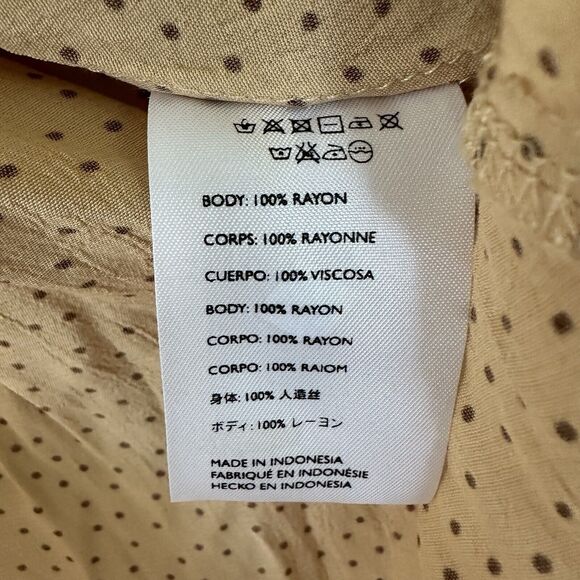 Faithfull The Brand Birgit Mini Dress Tie Back Size Medium 6 Beige Polka Dot - Picture 8 of 12